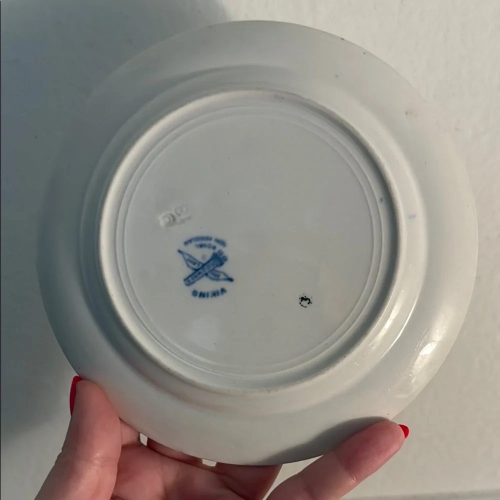 Antique SET OF 2- Royal Copenhagen Viking Blue and White Porcelain small plates